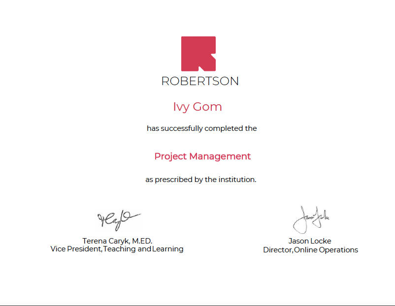 Project Management Certificate 2024